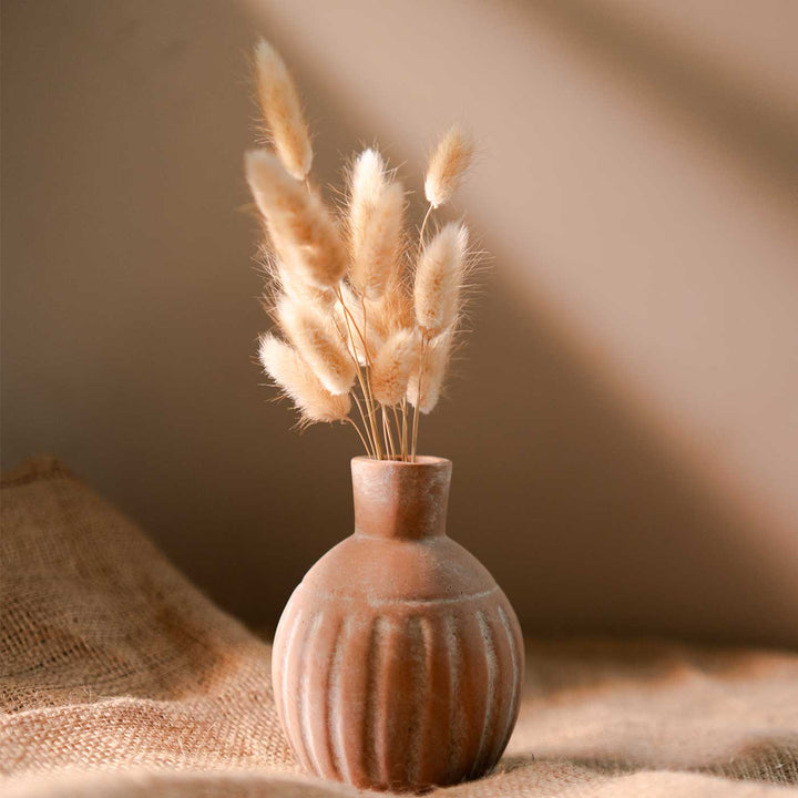 Handmade Rustic Porcelain Vase With Bunny Tails