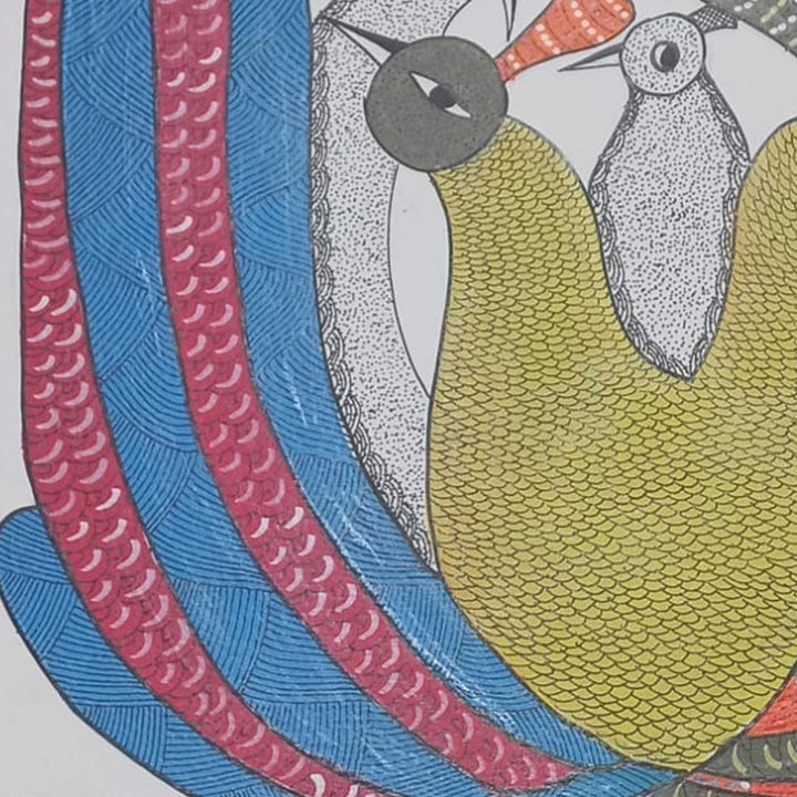 11 x 15 Inch | Colours of Togetherness | Original Hand Painted Tribal Gond Art Painting | Acrylic Paints On Paper
