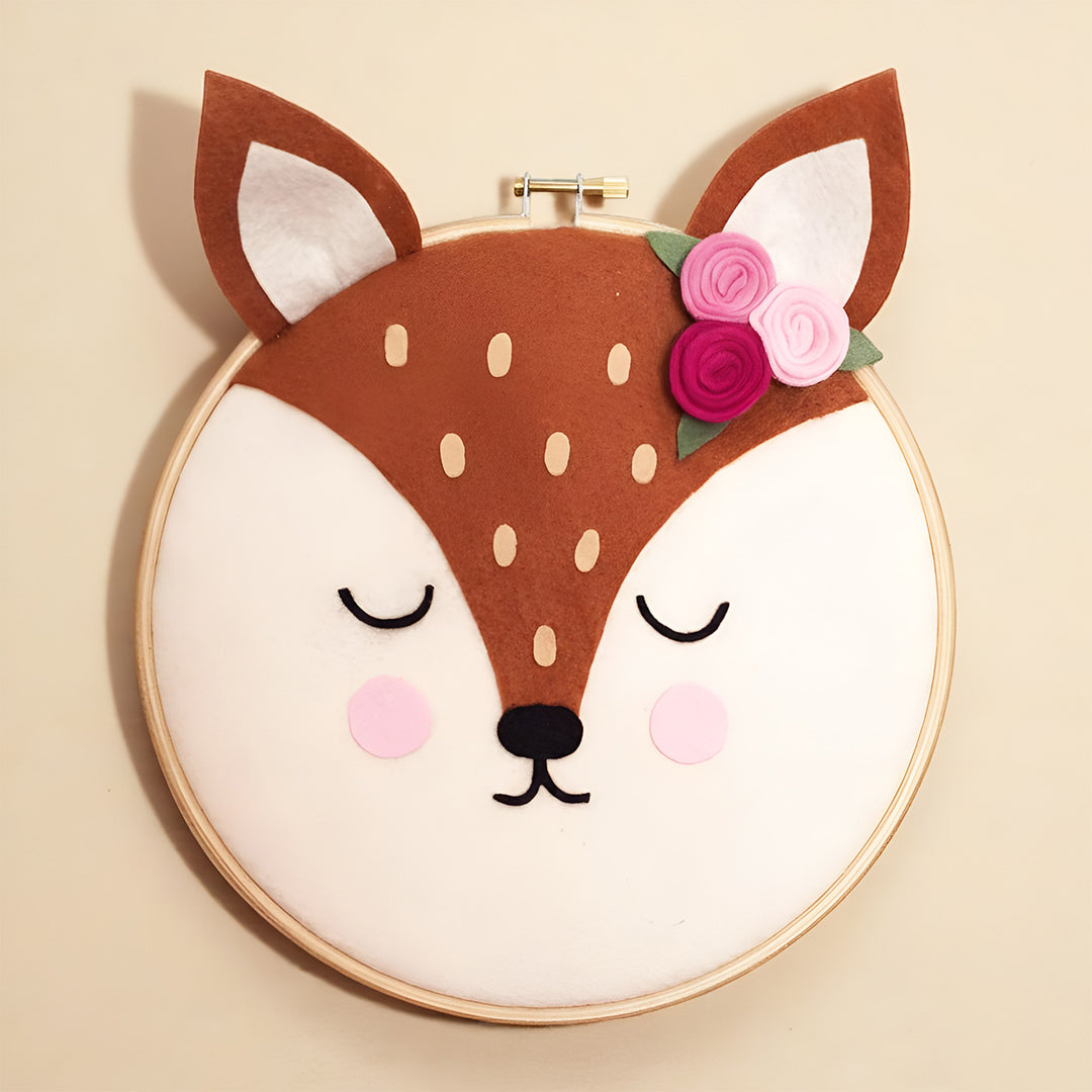 Handmade Deer Theme Felt Wall Hoop