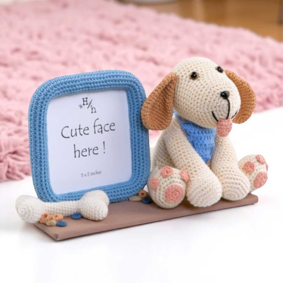 Handmade Crochet Dog Photo Frame for Kids