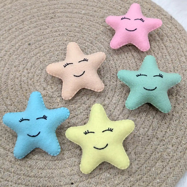 Handmade Pastel Star Theme Felt Brooches | Set Of 5