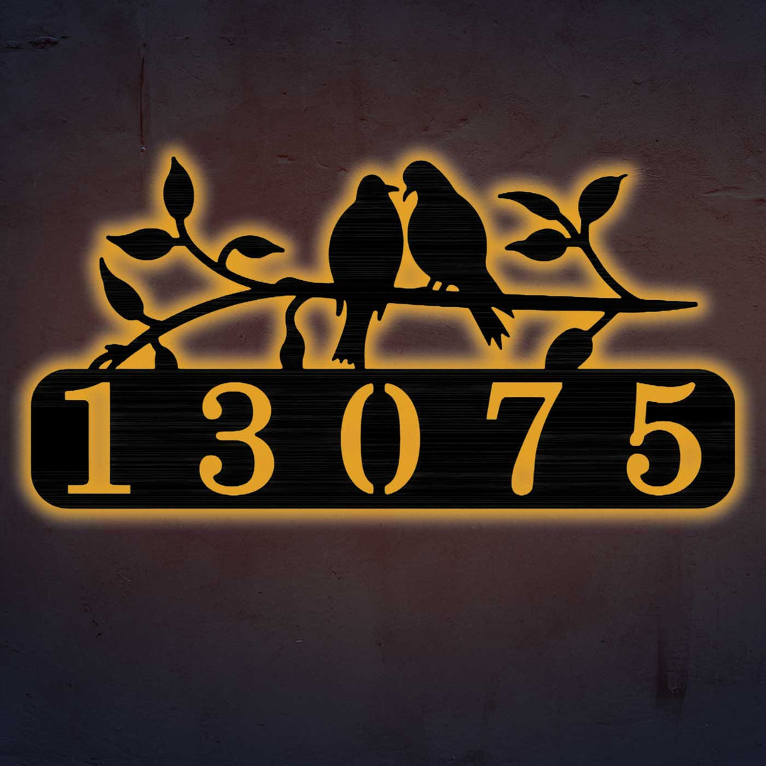 Personalized Laser Cut Birds Design Steel Name Plate
