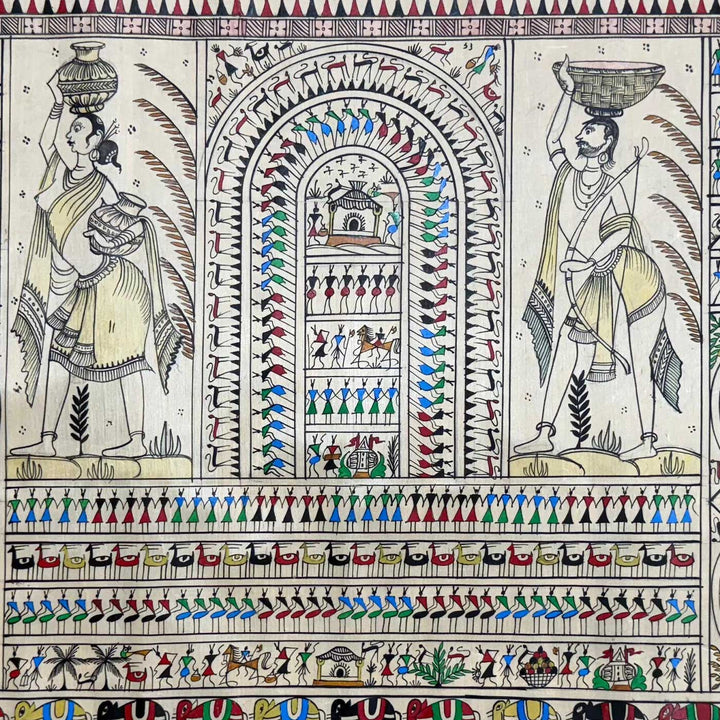 24 X 40 Inch | Handmade Silk Saura Tribal Art Of Odisha Painting
