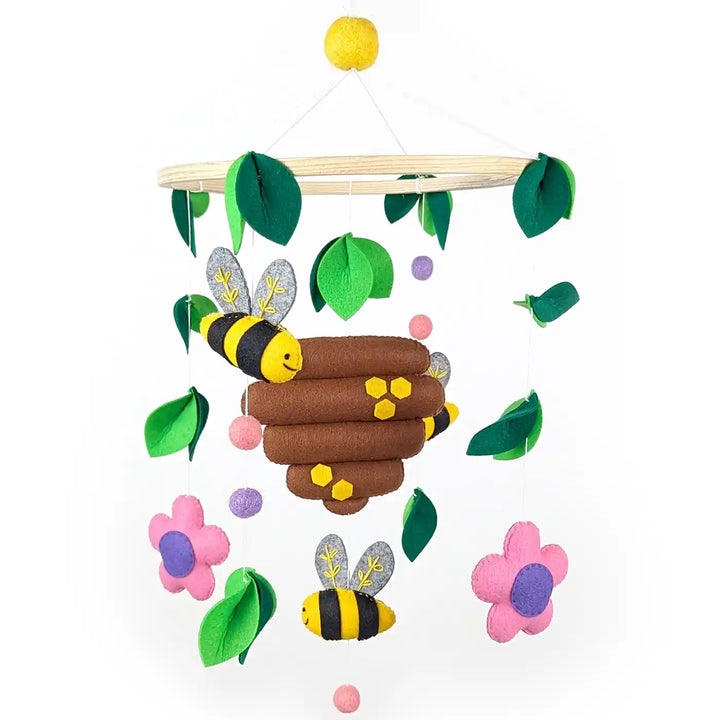Handmade Honey Bee In The Garden Theme Felt Cot Mobile