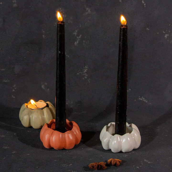Handmade Multicolour Pumpkin Candle Holder | Set Of 3