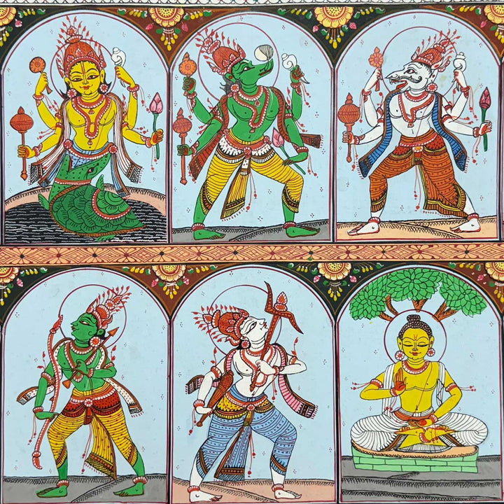 18 X 30 Inch | Handmade Canvas Dashavataar Painting