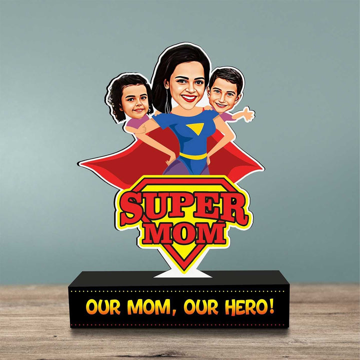 Photo Personalized "Super Mom" Theme MDF Wood Caricature Cutout For Mothers