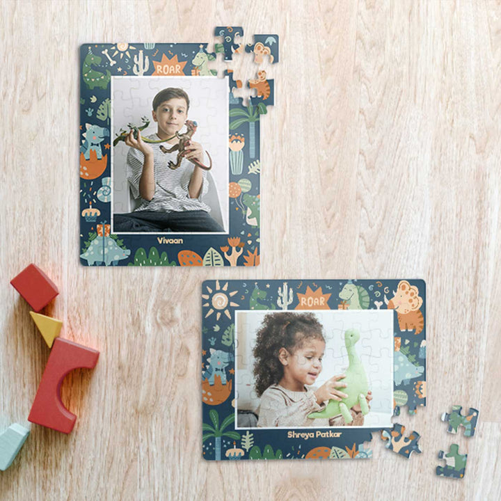 Photo Personalized Dino Party Theme Acrylic Puzzle