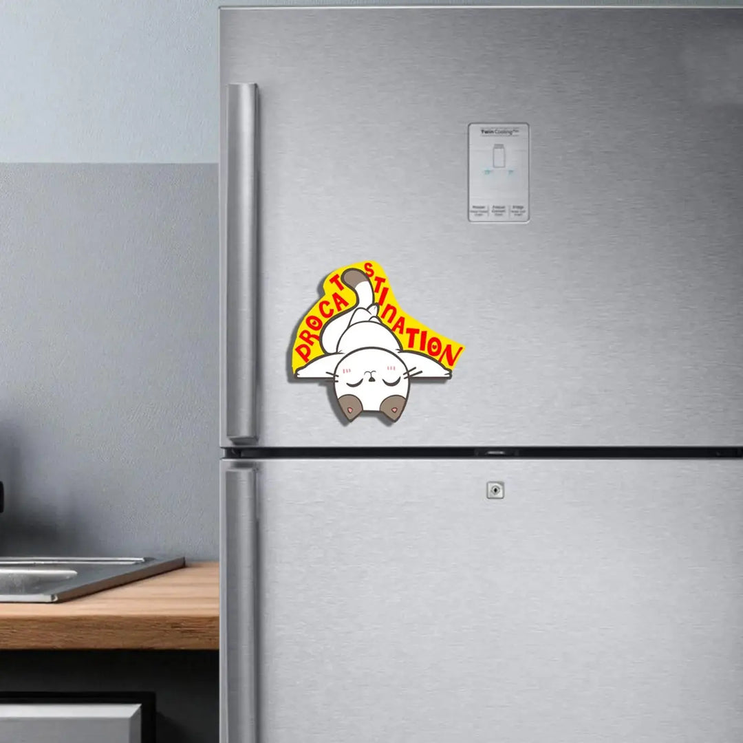 Printed Cat Theme "Procatsination" MDF Wood Fridge Magnet