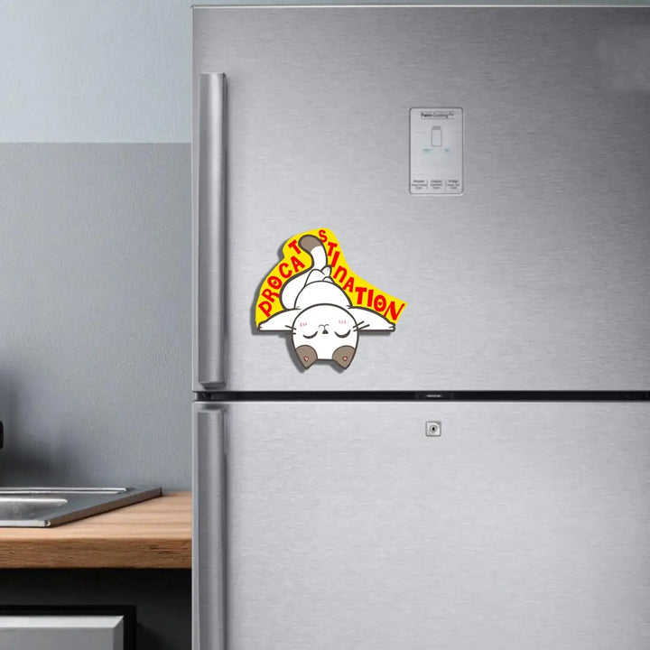 Printed Cat Theme "Procatsination" MDF Wood Fridge Magnet