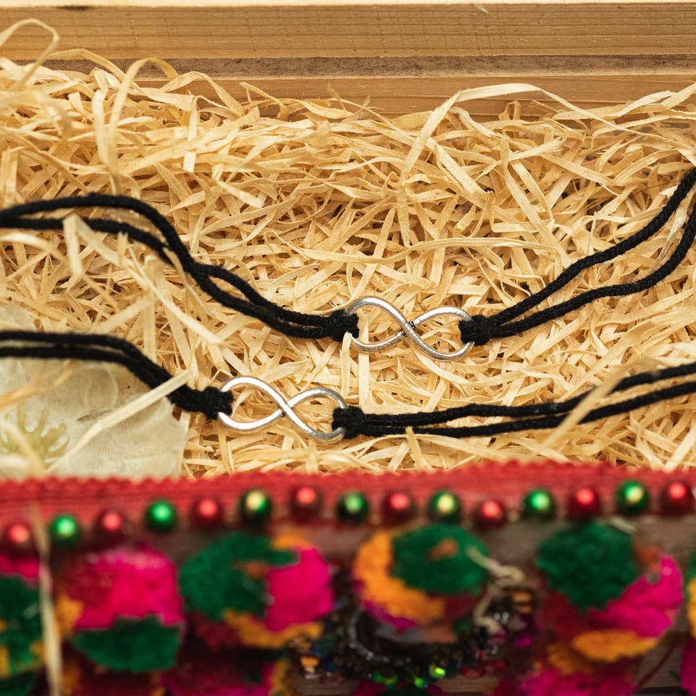 Handmade Sibling Bond Metal Bhaiya Bhabhi Rakhi - Bracelets in Gift Box