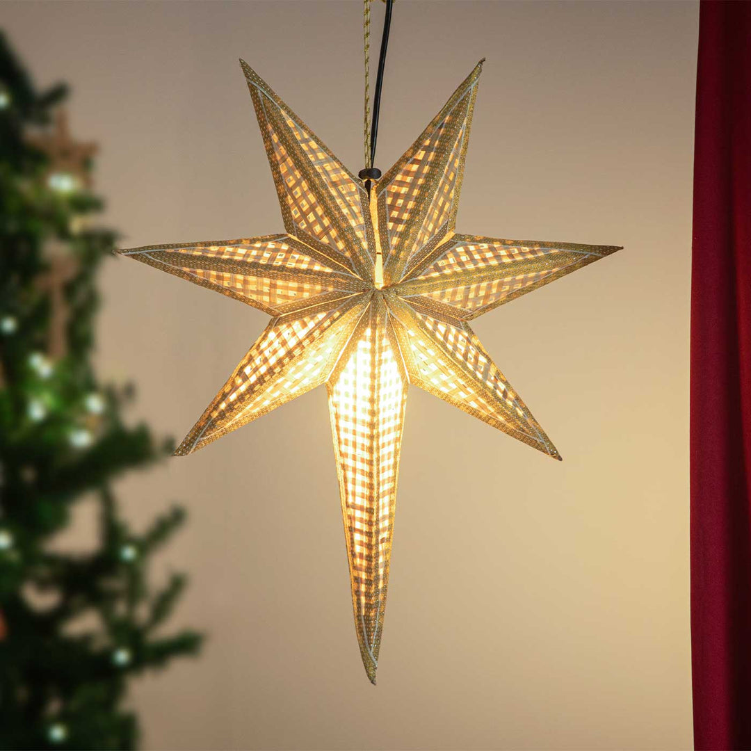 Foldable Handmade Bamboo Hope Natural Christmas Star