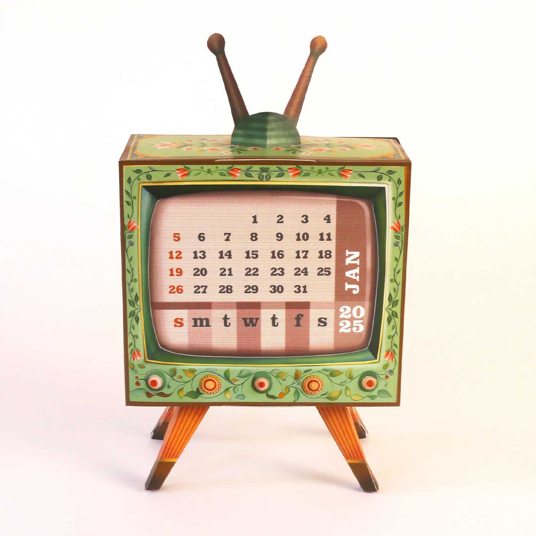 Mini TV Desk Calendar 2025 DIY Paper Craft Kit