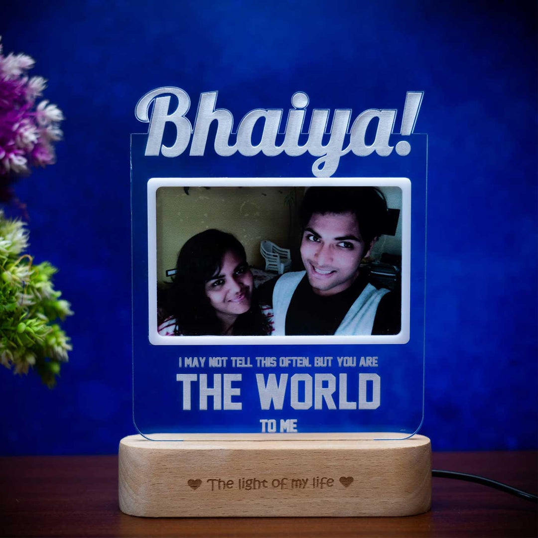 Photo Personalized Engraved Shine On Bhaiya Acrylic Table Lamp