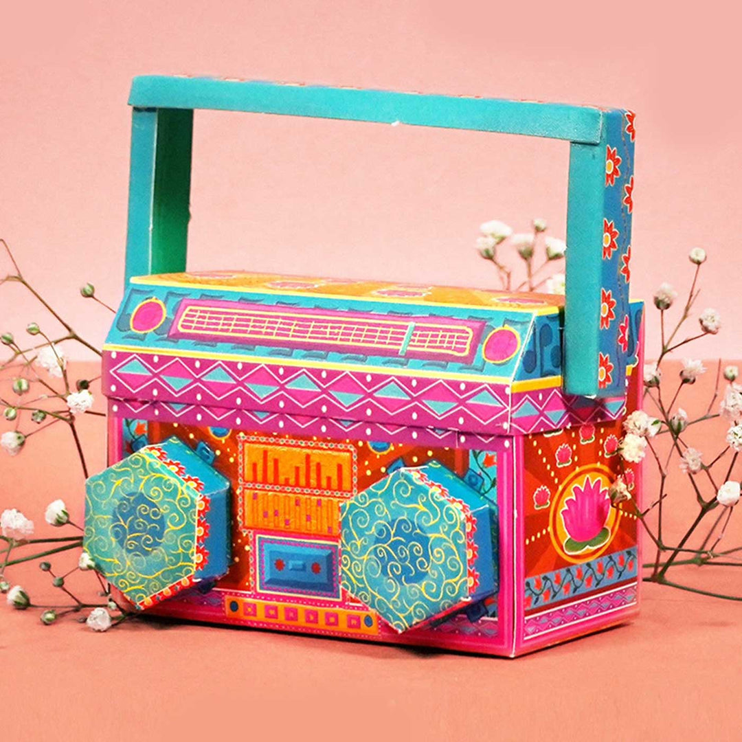 Handmade Printed Colorful Mini Boombox Design Paper DIY Kit