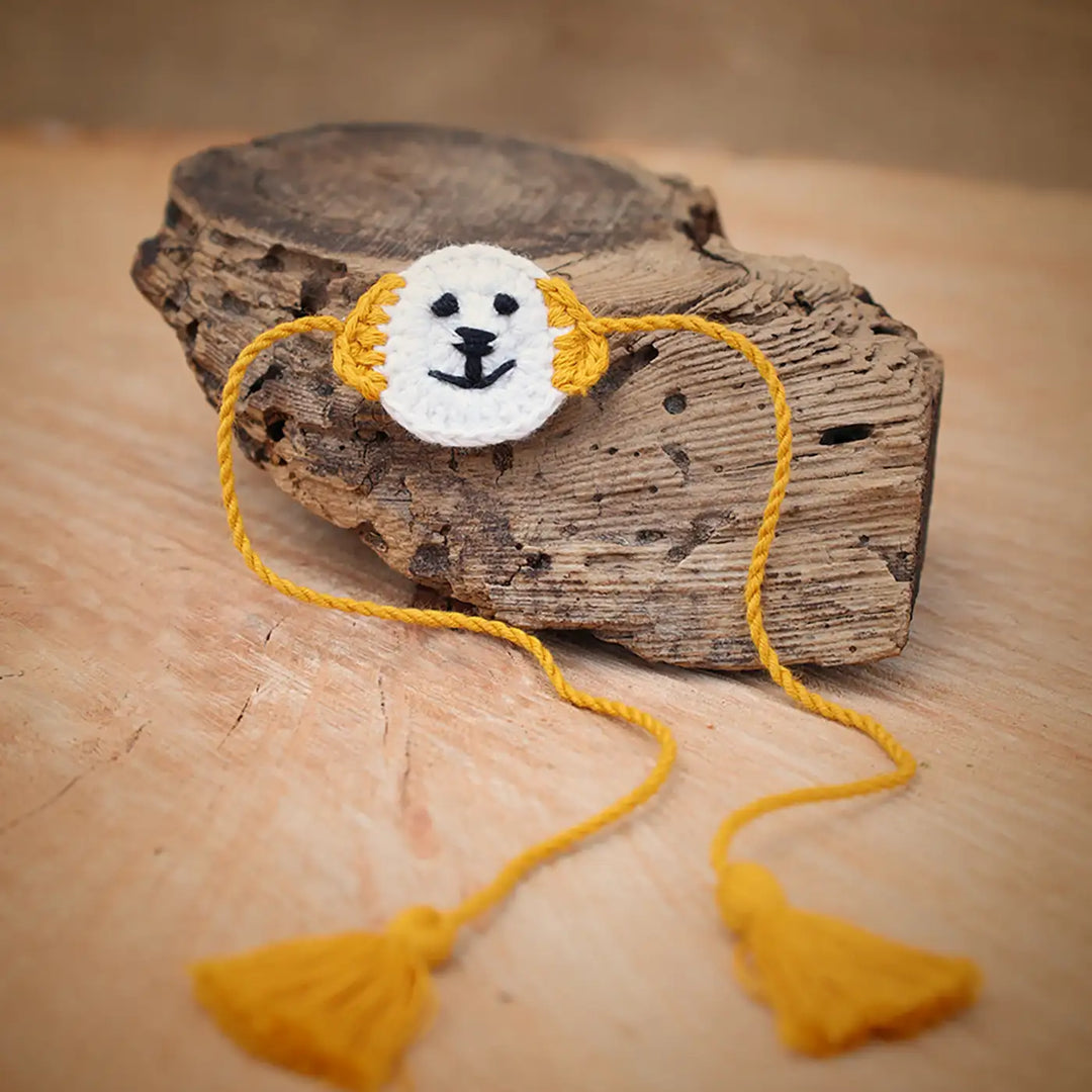 Handmade Crochet Beagle Dog Theme Kids Rakhi With Roli Chawal