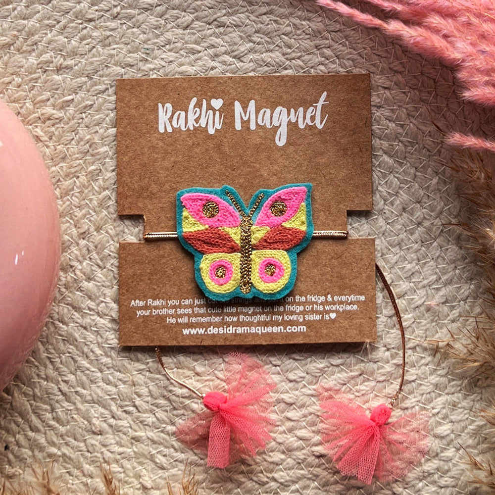 Handmade Butterfly Felt Kids Rakhi - Product on Display Card