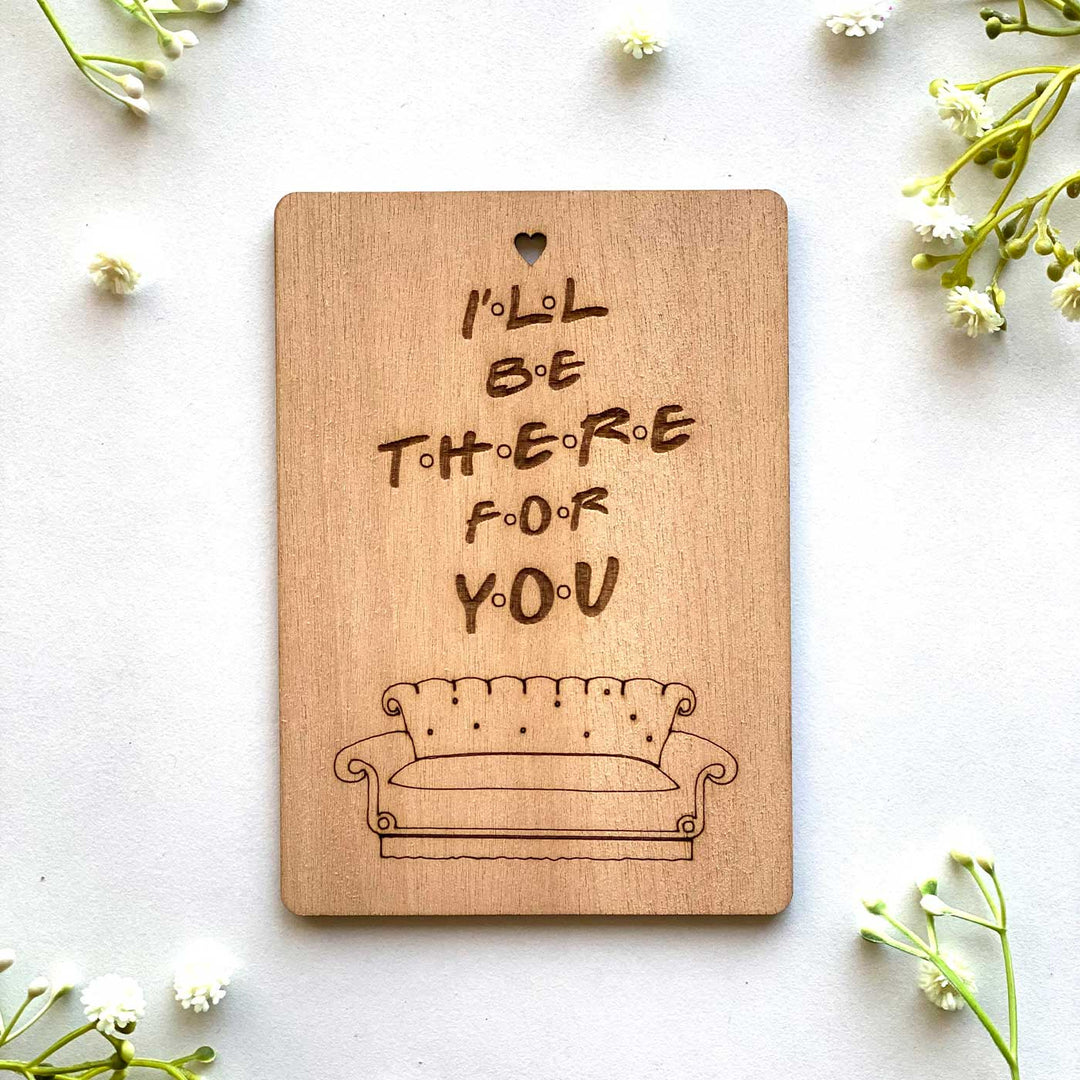 Engraved Friends Theme Wooden Greeting Card