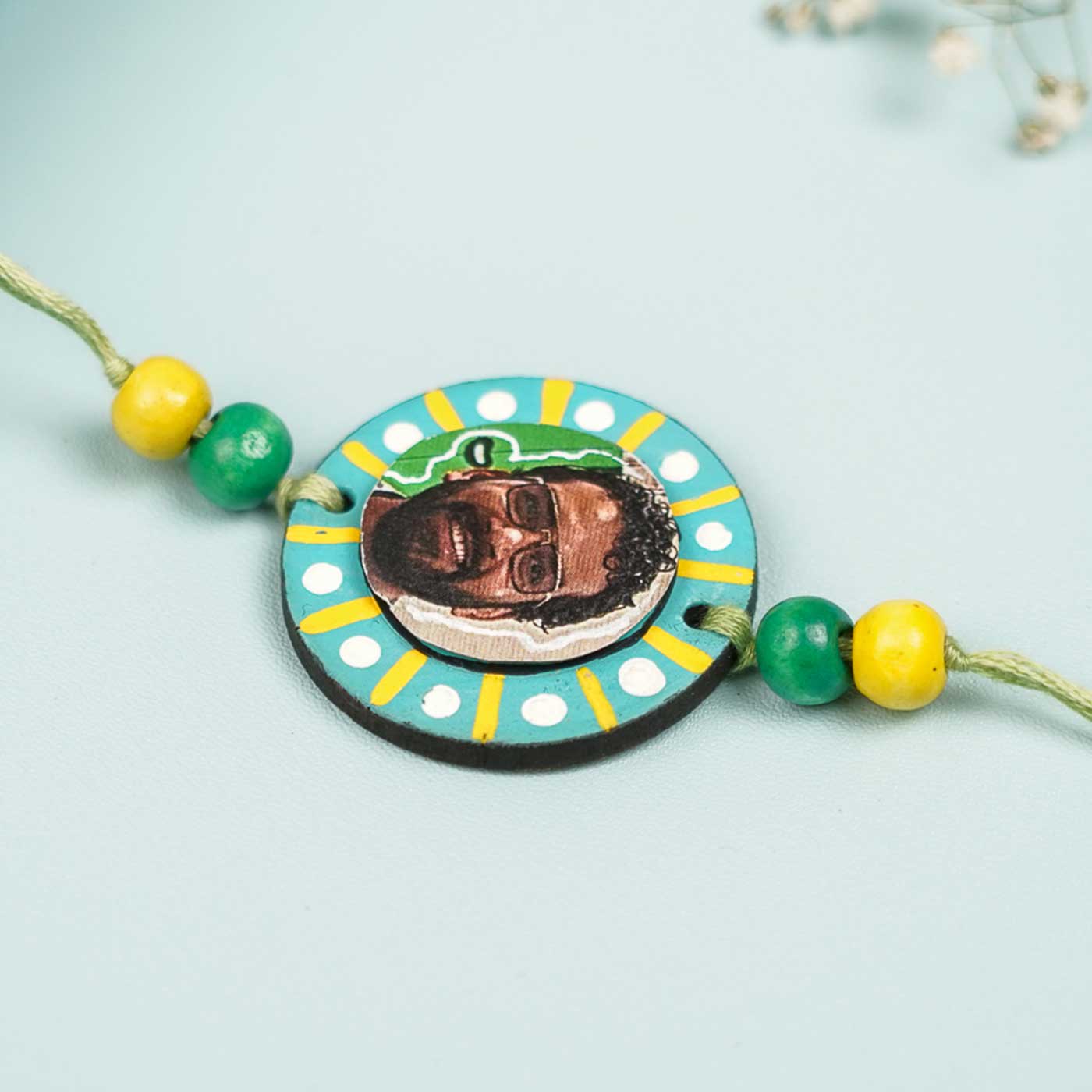 Buy Photo Personalized Hand-Painted Round Shape Mdf Wood Rakhi Online ...