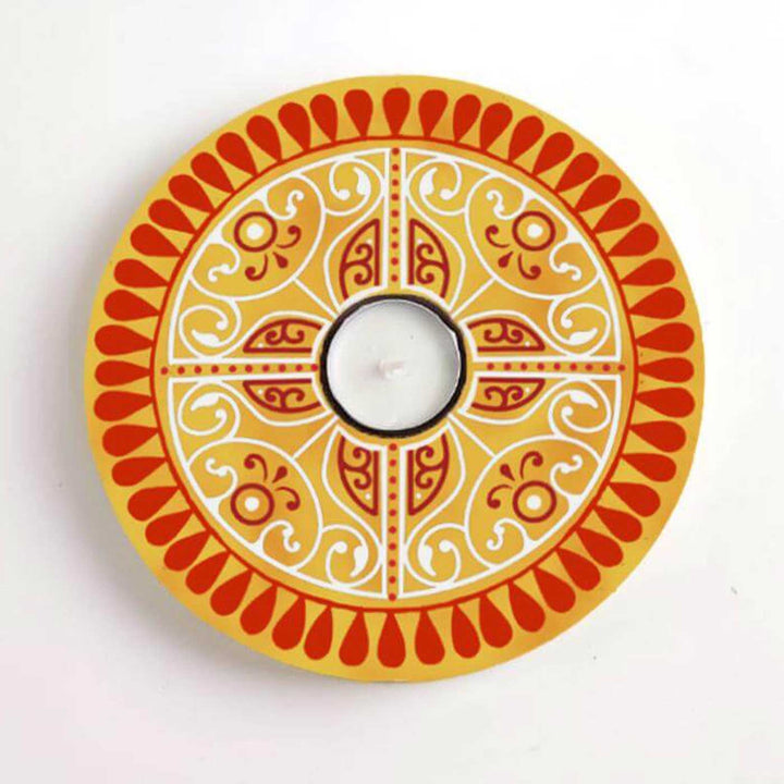 Hand-Painted Oorja Wooden Tealight Holder