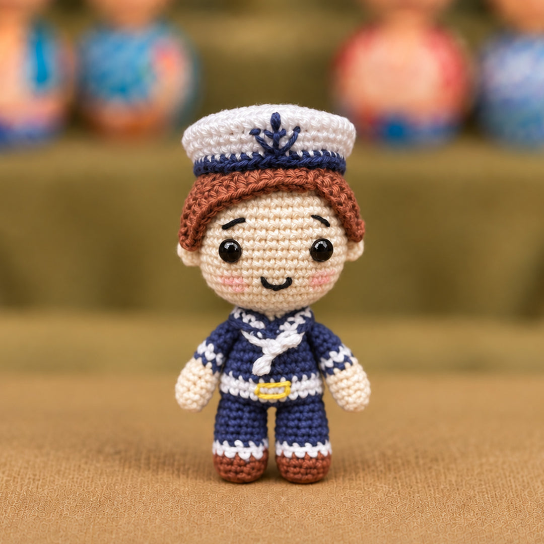 Photo Personalized Handmade Sailor Man Crochet Cotton Golu Doll For Gifting