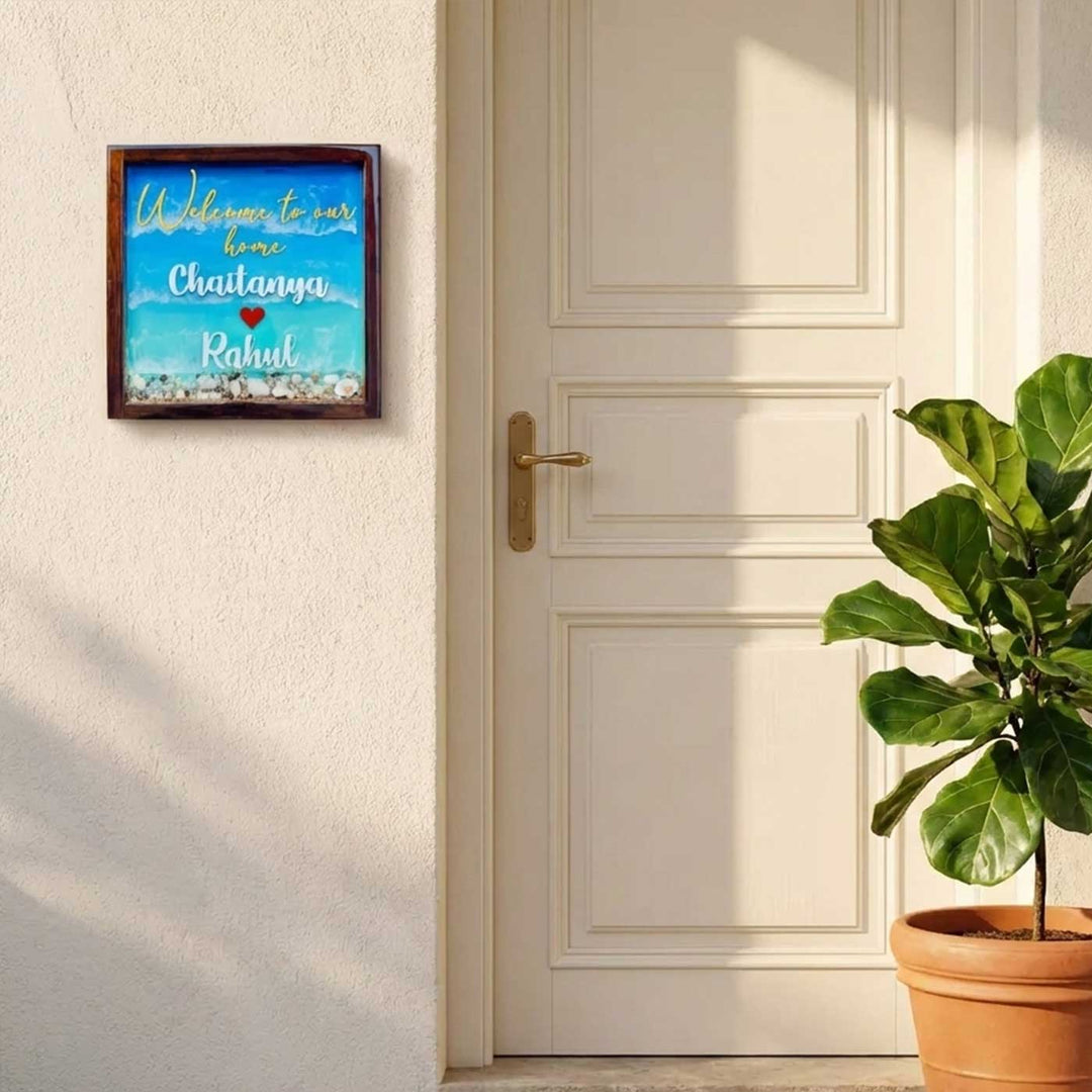 Personalized Square Ocean Theme Resin Name Plate