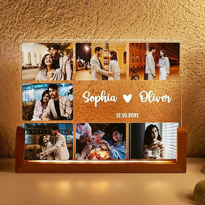 Photo Personalized Printed Collage Design Acrylic Table Lamp