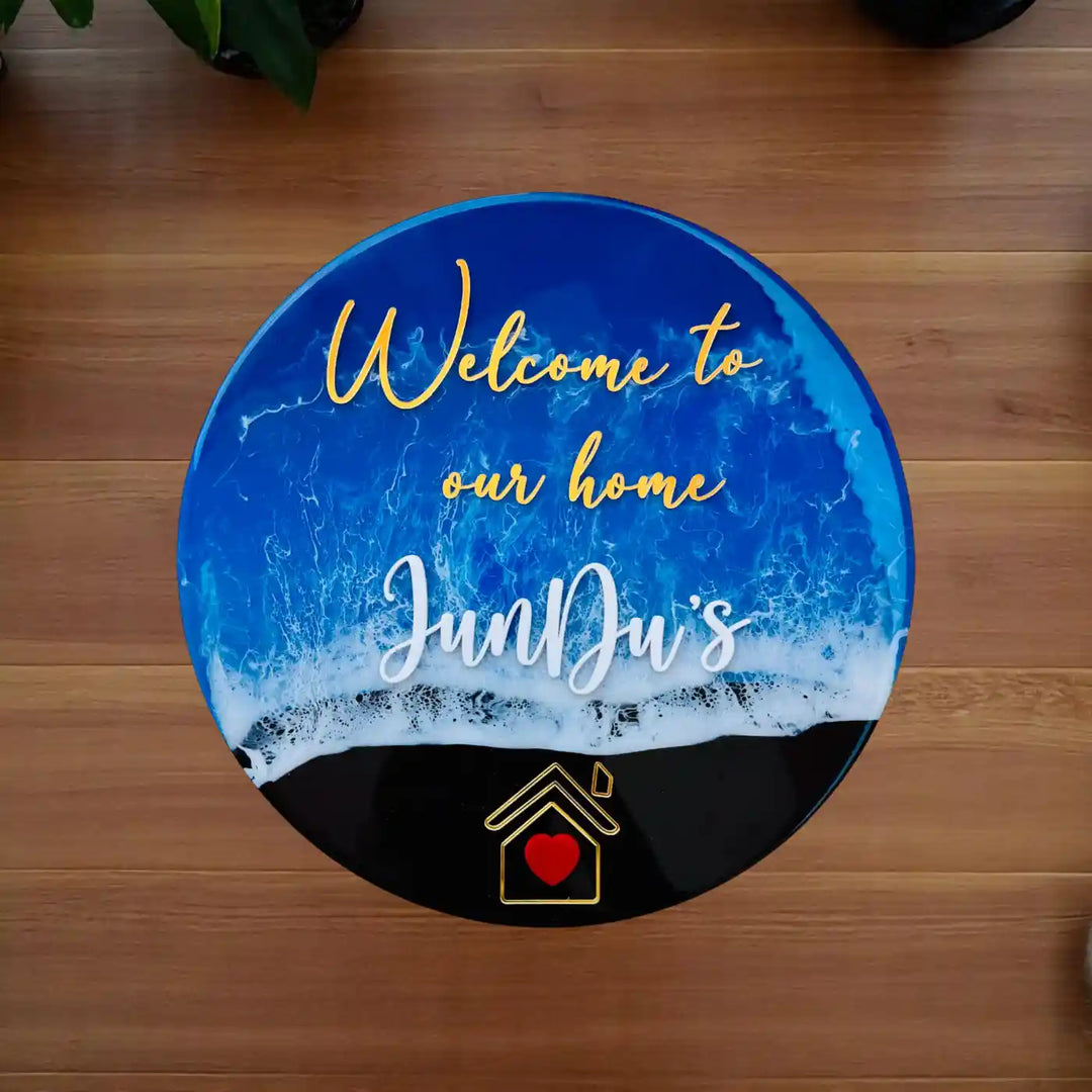 Personalized Round Beach Theme Resin Name Plate
