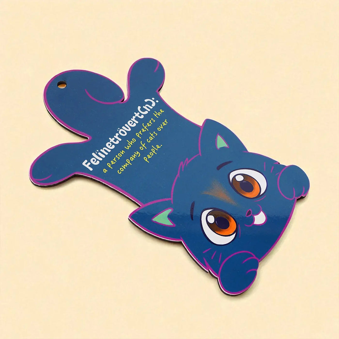 Printed Cat Theme "Felinetrovert" MDF Wood Wall Decor