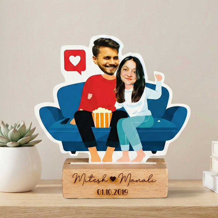 Photo Personalized Couple Movie Night Acrylic Caricature Cutout