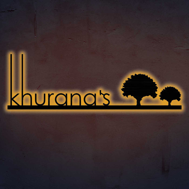 Personalized Laser Cut Tree Theme Steel Name Plate