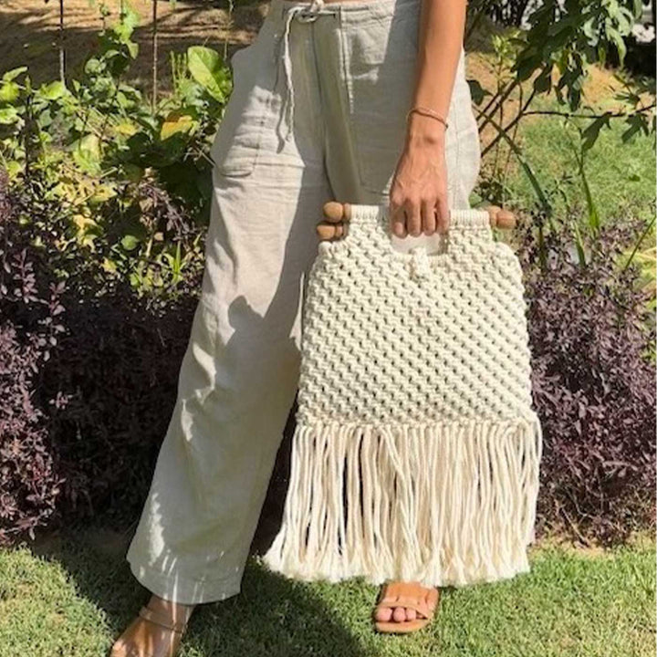 Handmade Macrame Boho Tote Bag