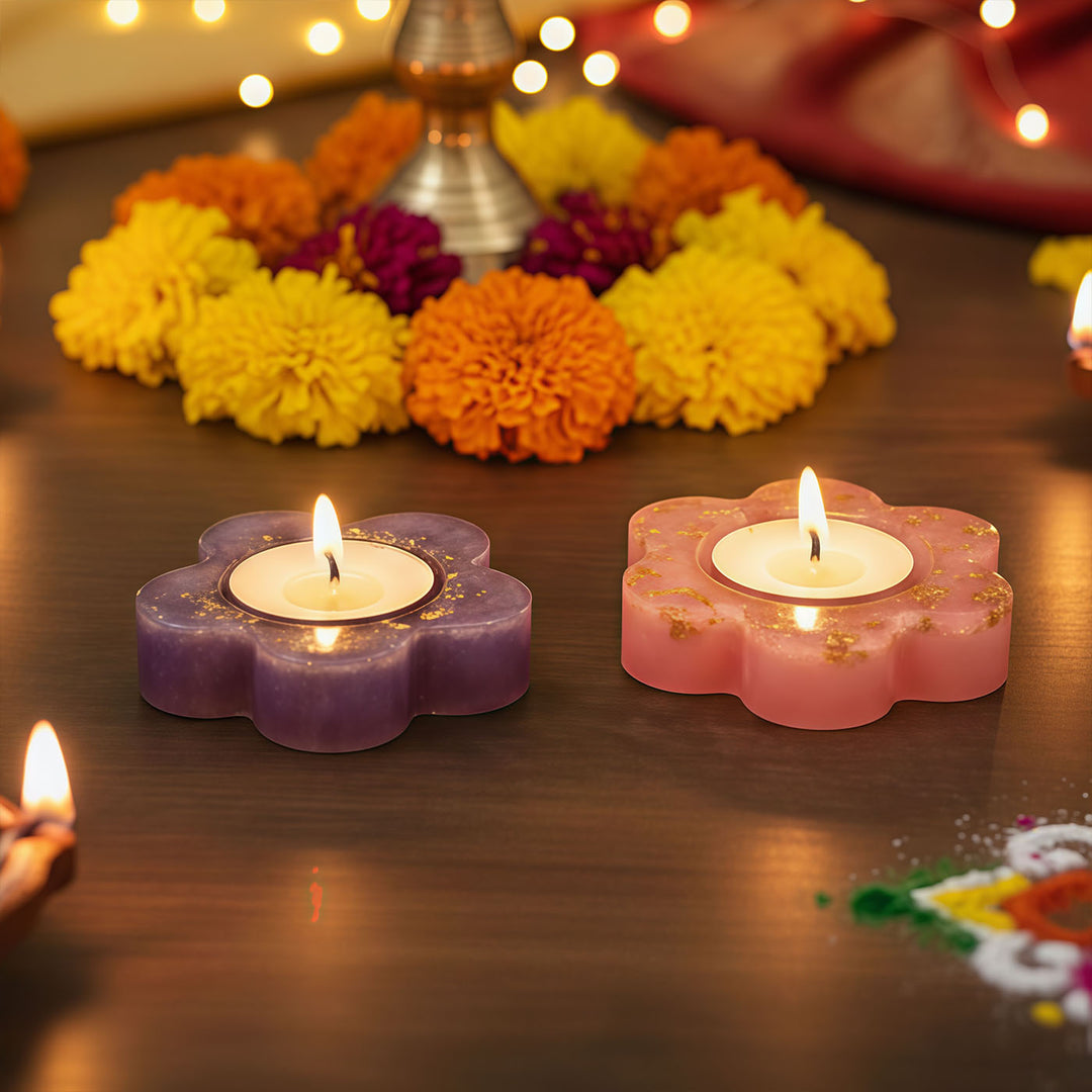 Handmade Floral Resin Tealight Holder