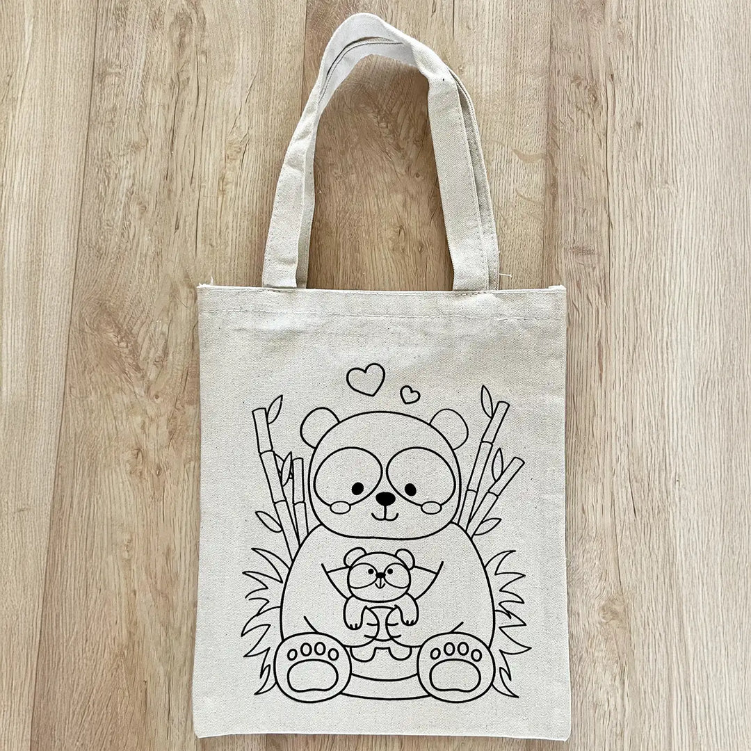 DIY Colour It Yourself Bear & Baby Bear Cotton Kids Tote Bag