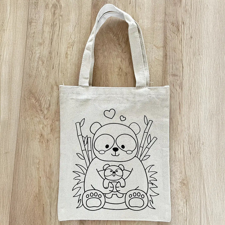 DIY Colour It Yourself Bear & Baby Bear Cotton Kids Tote Bag