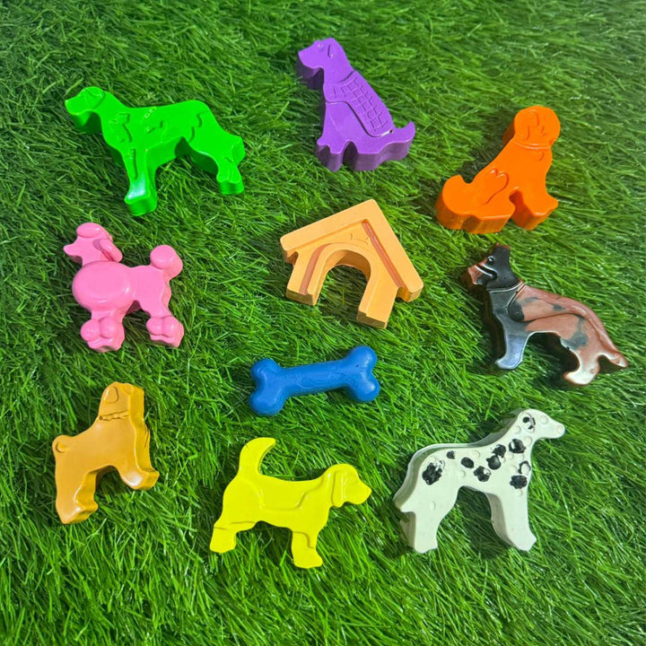 Handmade Non-Toxic Dog Shaped Crayons | Set Of 9