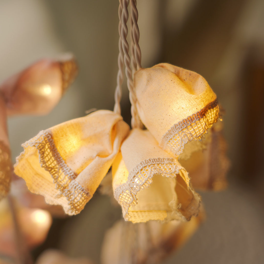 9.15m, 50 Bulbs | Handmade Pastel Laced Fabric LED Fairy Light