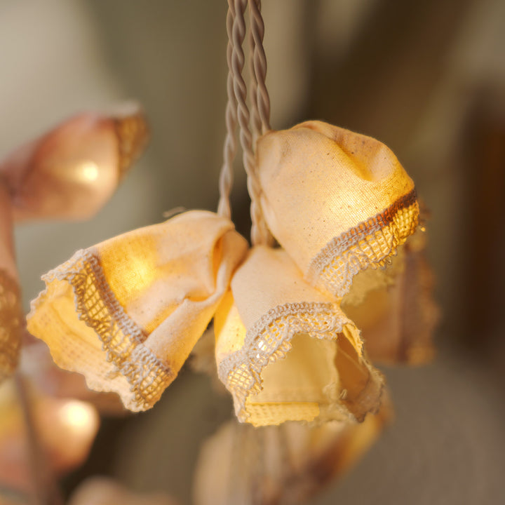 9.15m, 50 Bulbs | Handmade Pastel Laced Fabric LED Fairy Light