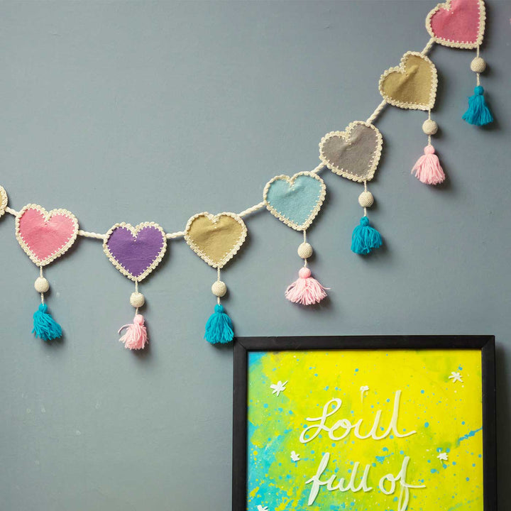 Handmade Crochet Heart Themed Felt Bunting