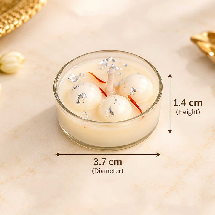 8 pc | Handmade Rasgulla Kesar Pista Scented Soy Wax Tealight Candle
