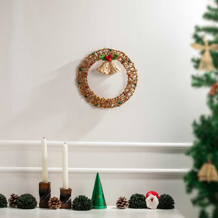 Lightweight Handmade Banana Rope Jingle Bell Wreath
