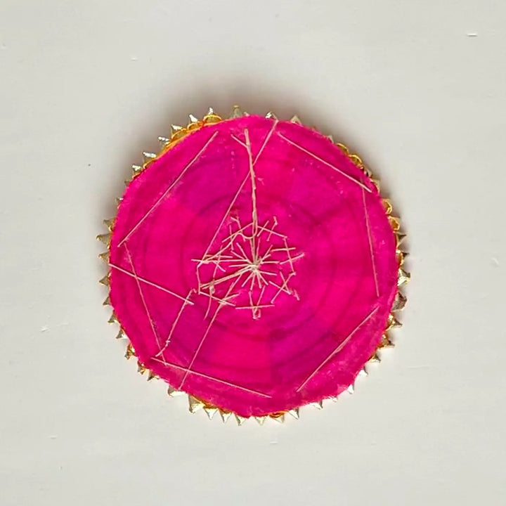 Handmade Gota Patti Colourful Flower Design Rangoli