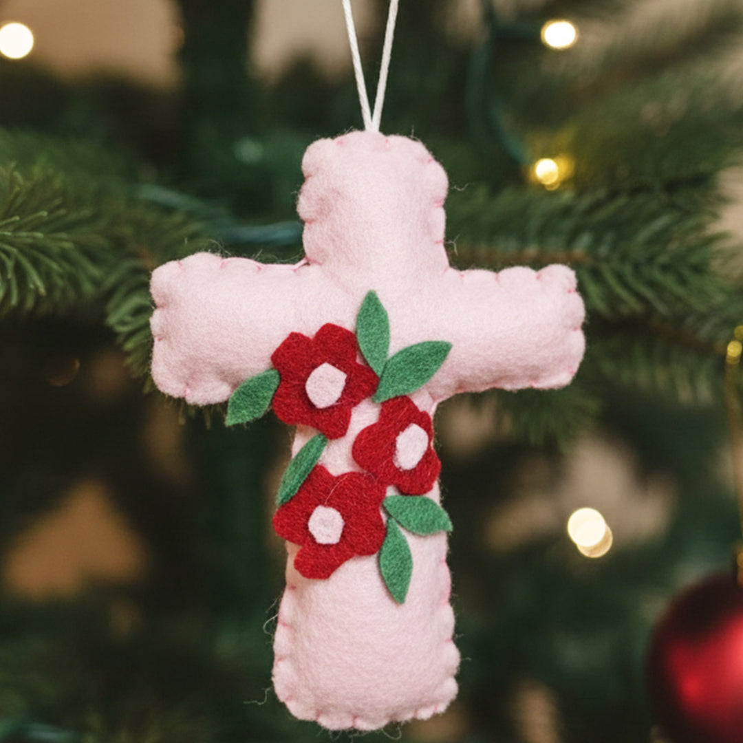 Handmade Cross Felt Ornament For Christmas Tree Decoration