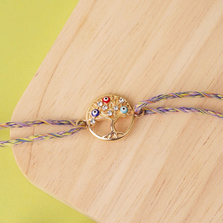 Handmade Tree Of Life & Evil Eye Rakhi With Roli Chawal