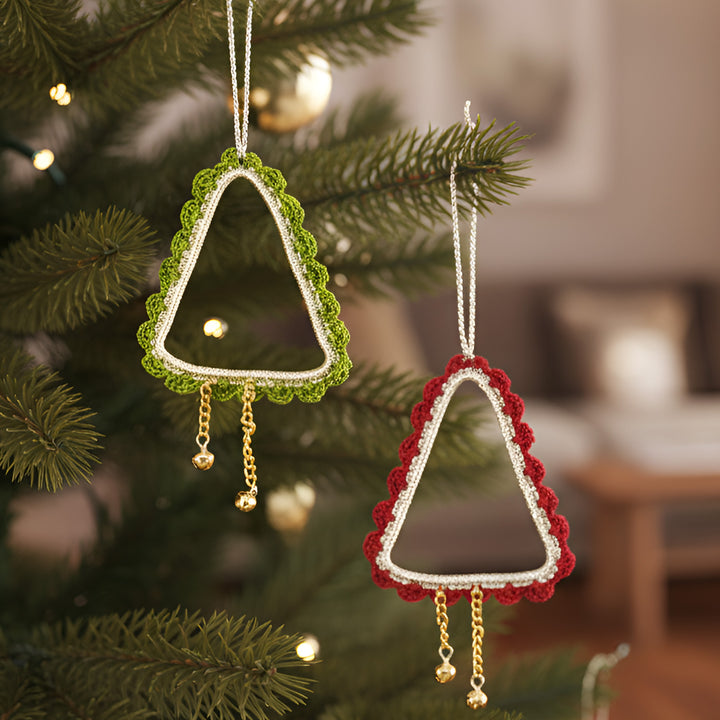 2 Pc | Handmade Red & Green Ornaments For Christmas Decoration