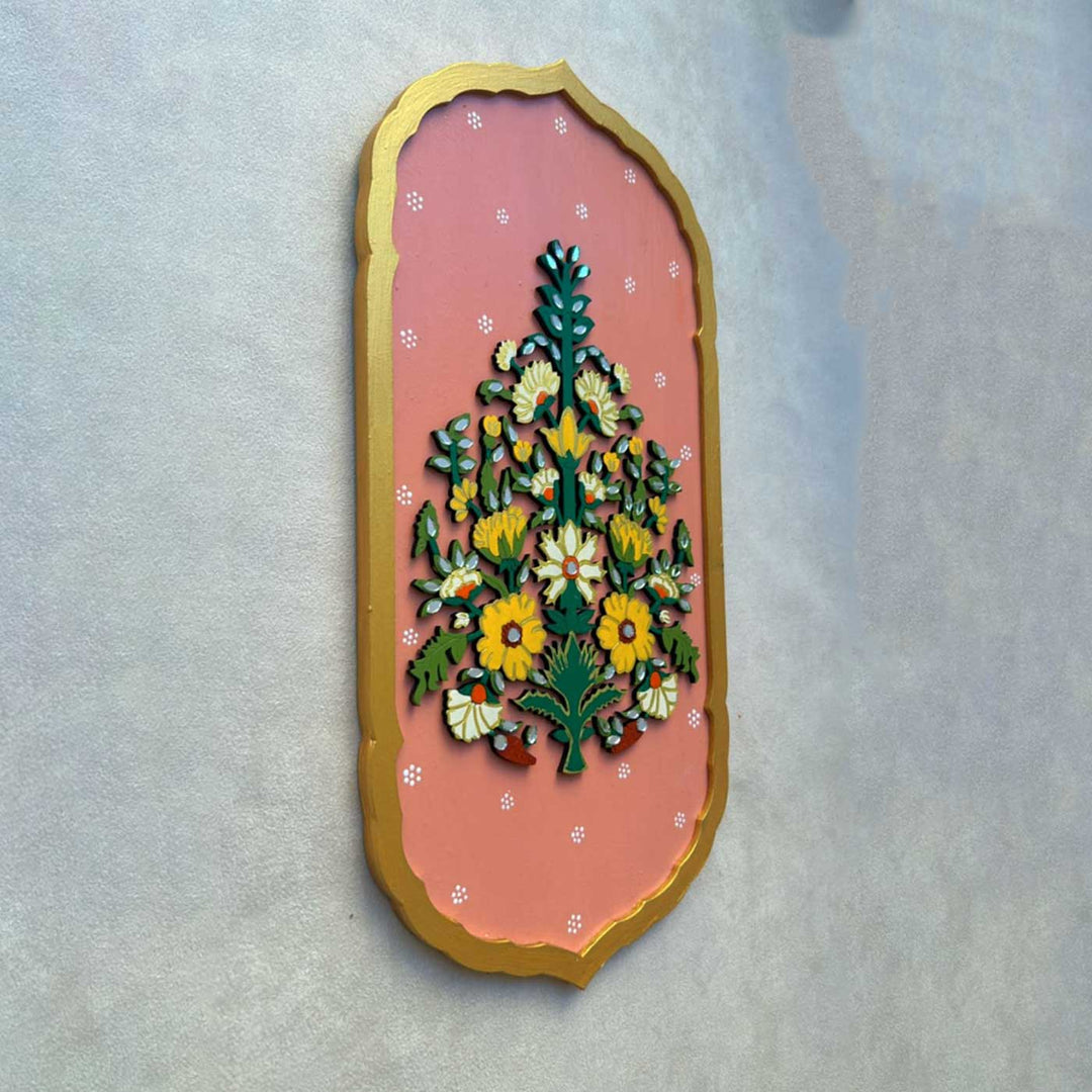 Hand-Painted Floral Motif MDF Wood Wall Decor
