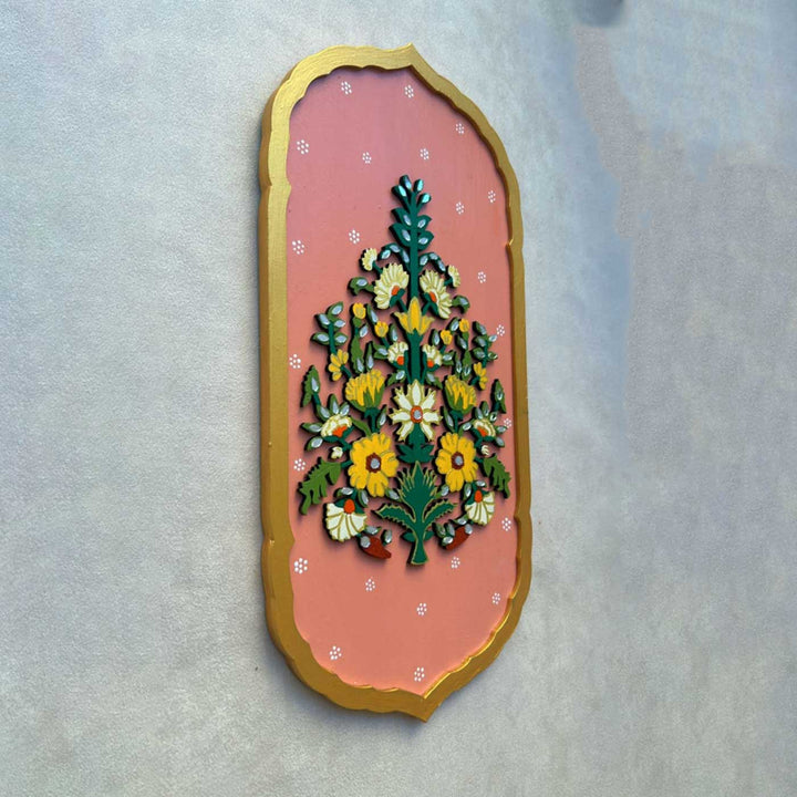 Hand-Painted Floral Motif MDF Wood Wall Decor