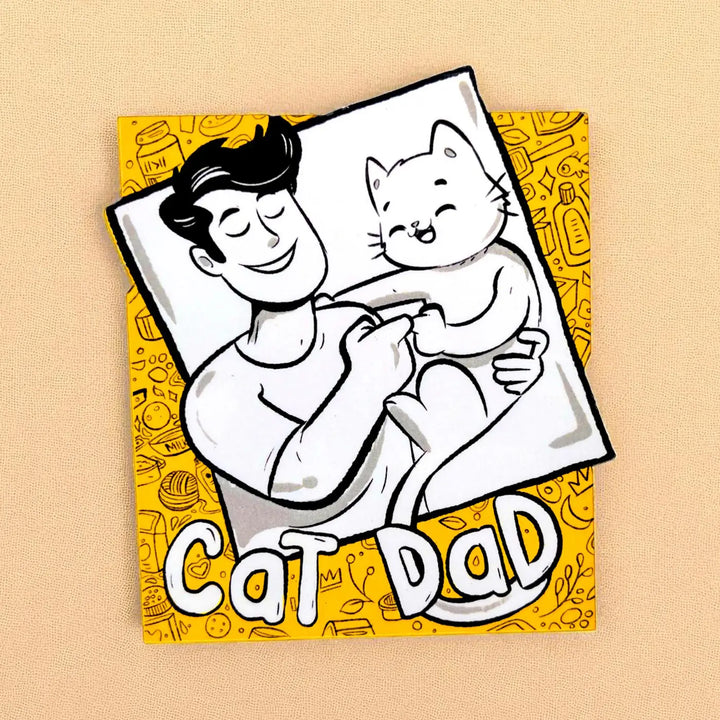 Printed Cat Dad MDF Wood Fridge Magnet