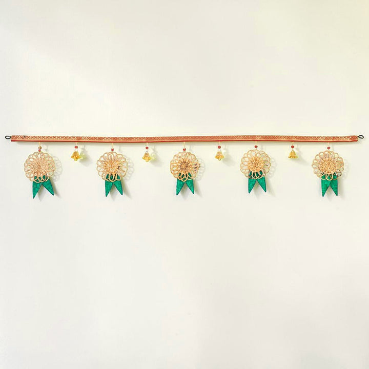 "Pushp" Handcrafted Banana Toran with Bamboo Mango Leaf Accents for Festive Decor