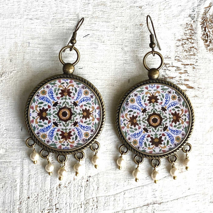 Amer Fort Ganesh Pol Medallion Metal Earrings